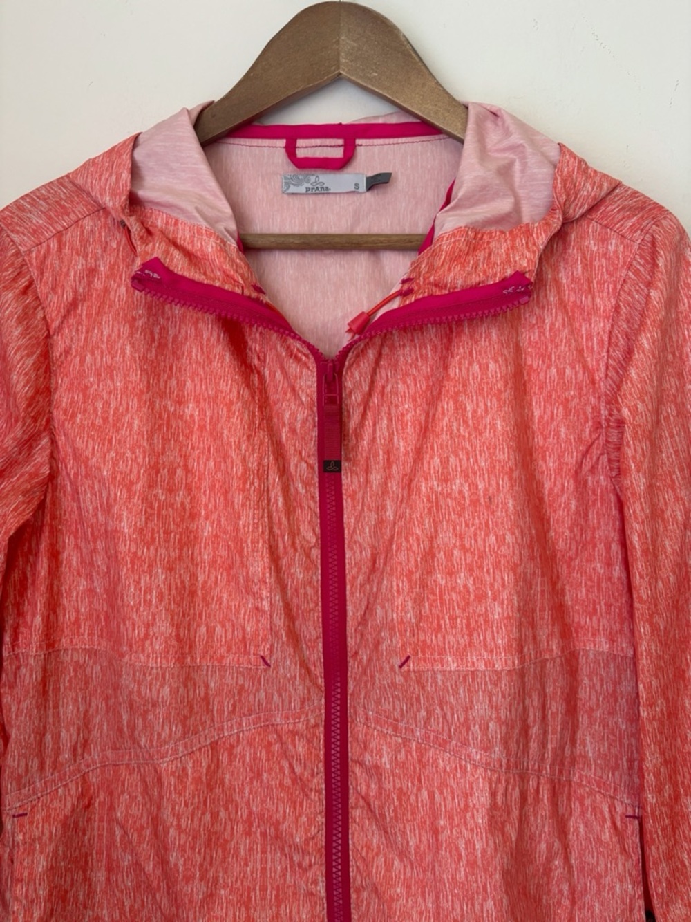 Prana Callista Orange Zip Front Hooded Windbreaker Small Spring Outdoor - Picture 2 of 6